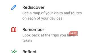 Google Maps timeline menu on Android