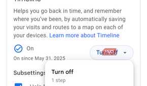 Google Maps timeline settings on Android