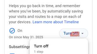 Google Maps timeline settings on Android