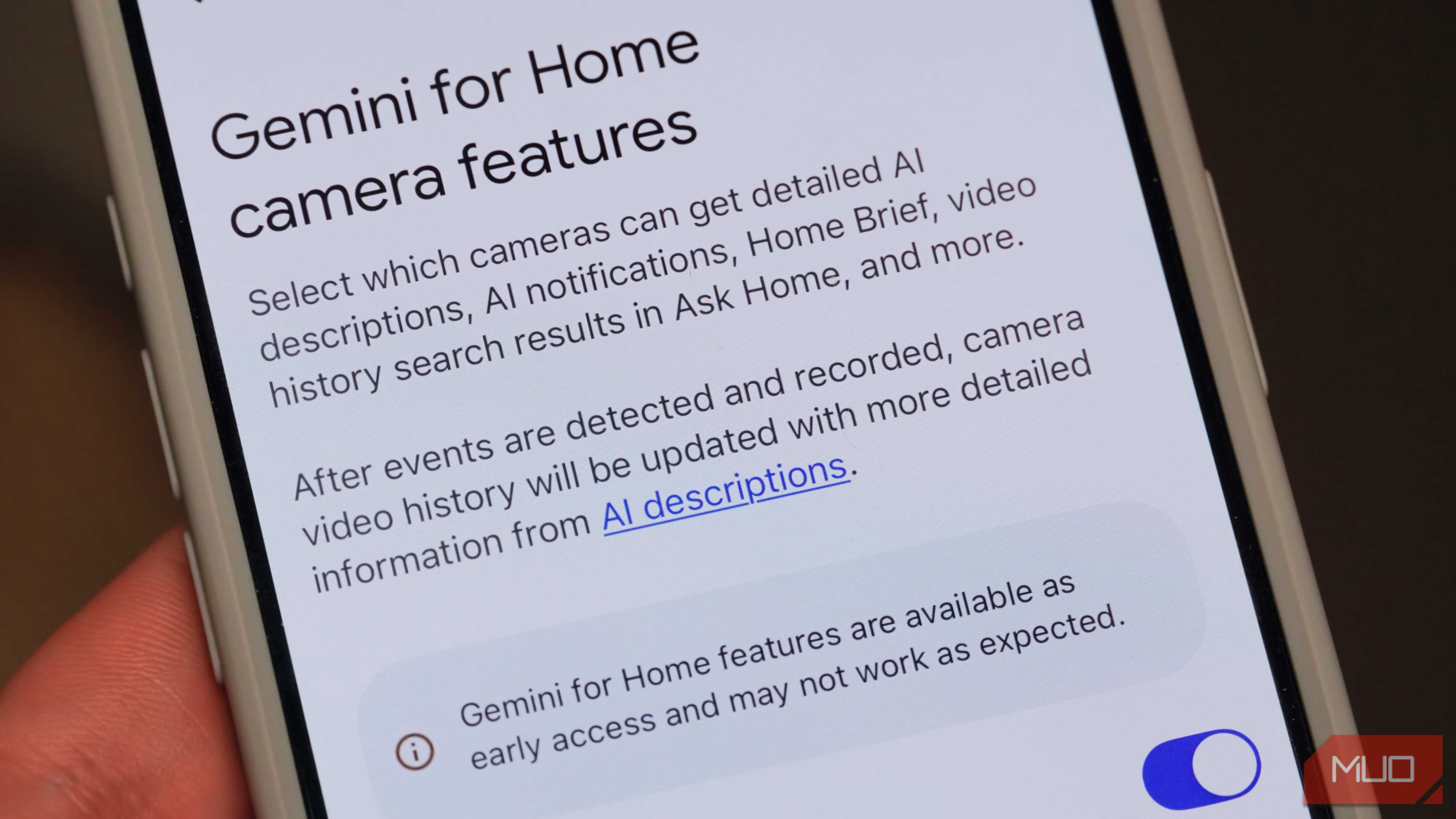 The Gemini for Home camera features on the Home app.