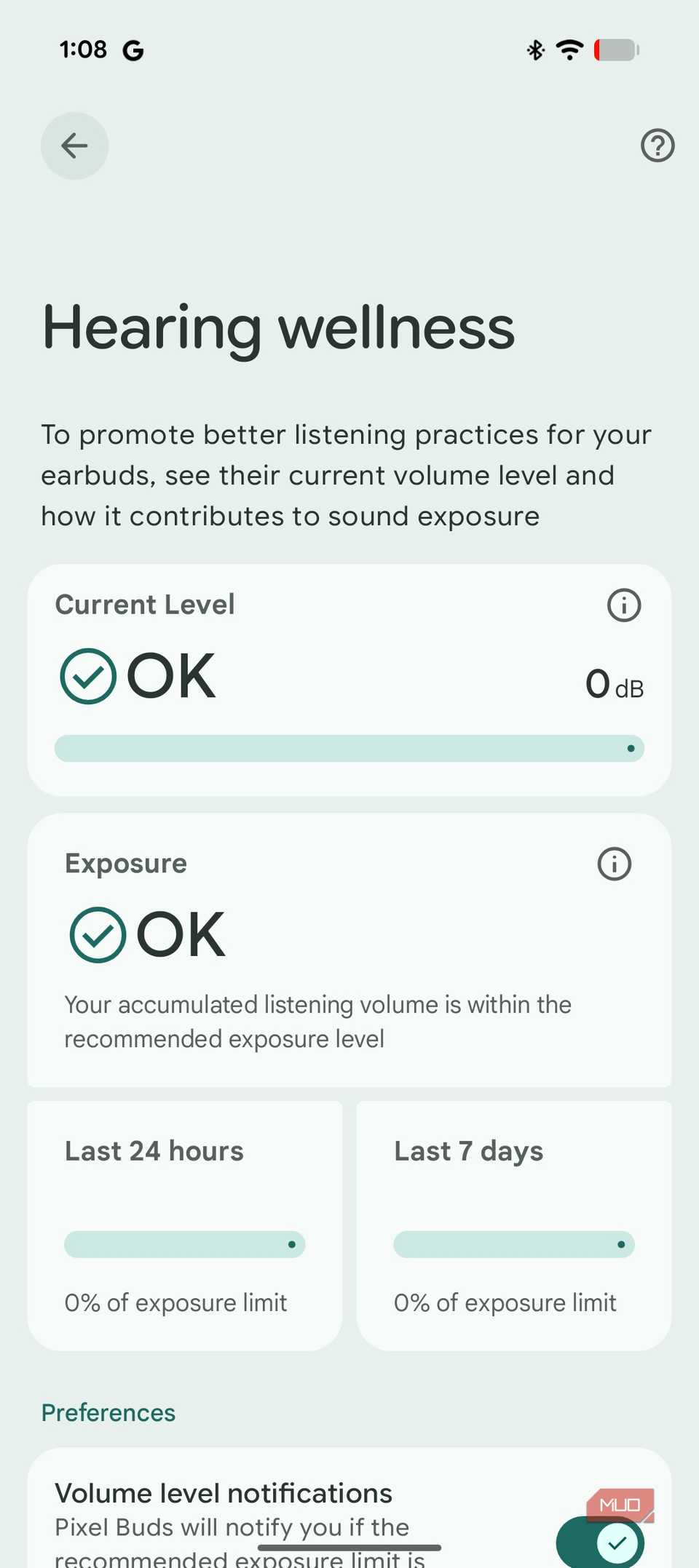 The Hearing wellness tab in the Google Pixel Buds Pro 2 app.