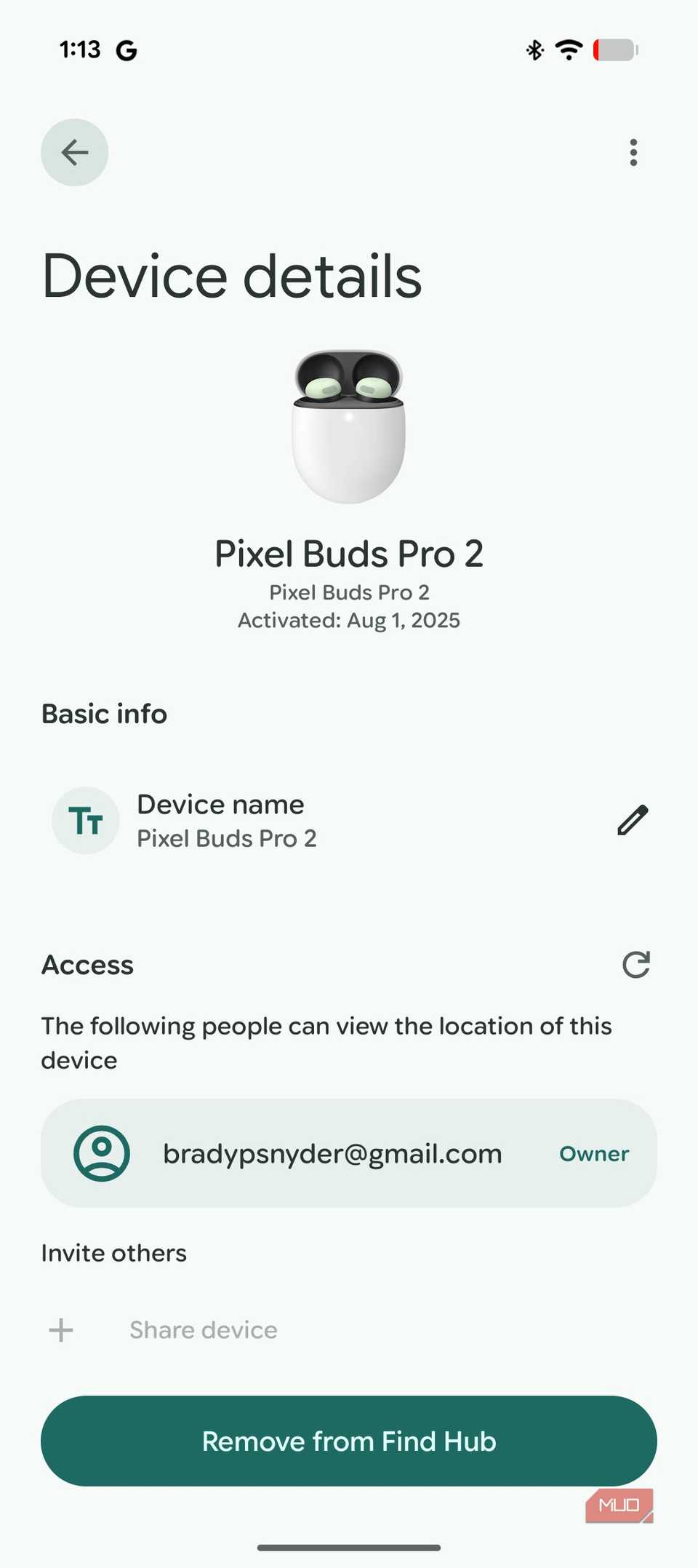 Pixel Buds Pro 2 in my Find Hub app.