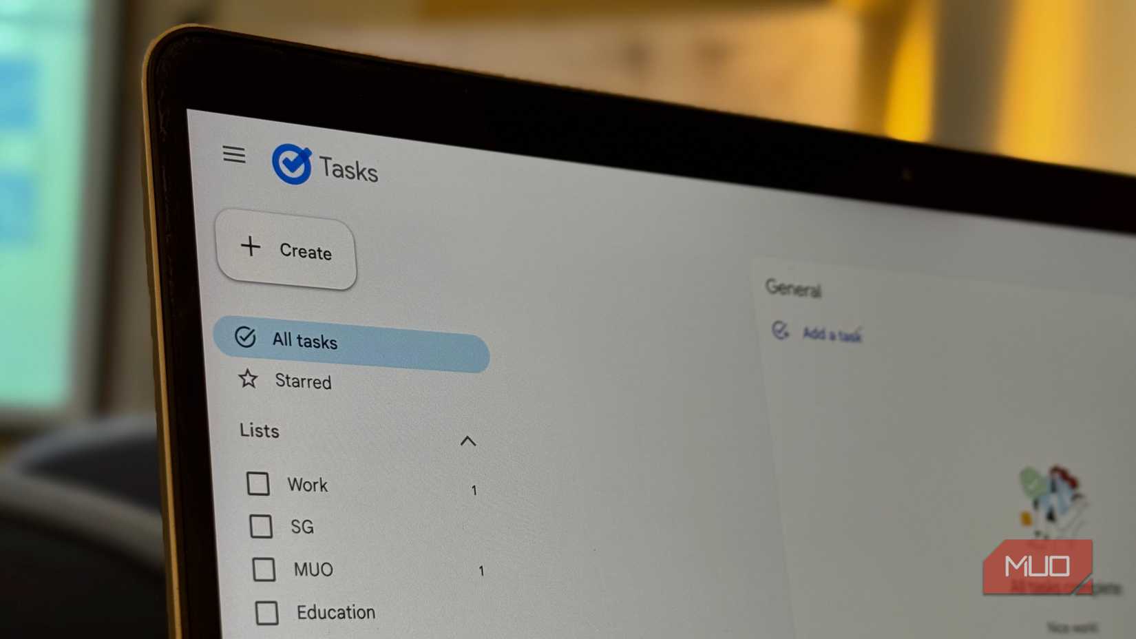 Google Tasks open on MacBook