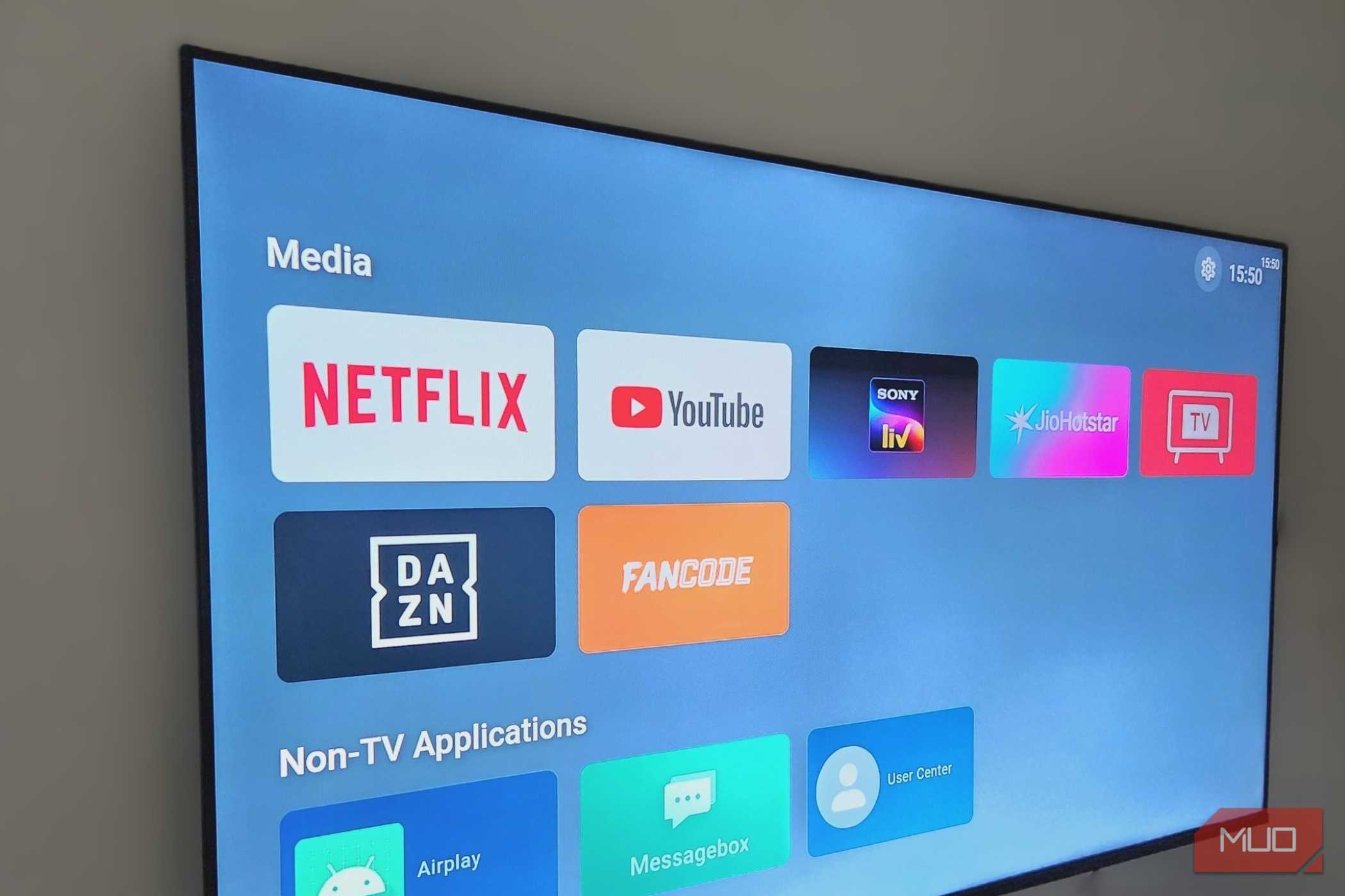 Google TV app showing media apps