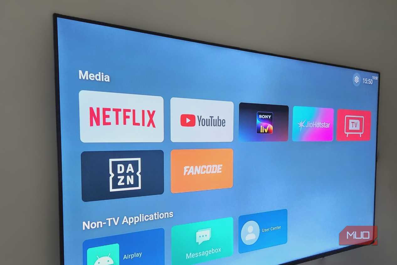 Google TV app showing media apps