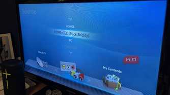 The HDMI-CEC source menu on a TV
