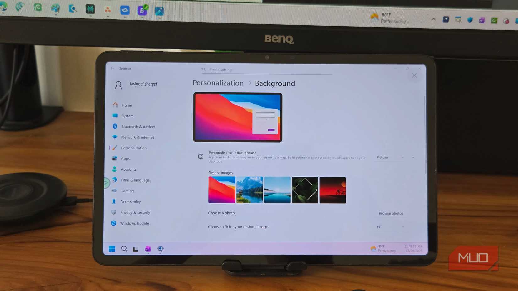Huawei Honor Pad 8 with the Windows 11 Settings open.jpg