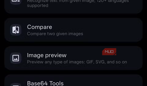 Image Toolbox app interface showing utility tools like color picker, OCR text recognition, and image comparison.