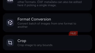 Image Toolbox editing screen displaying features for resizing, format conversion, and cropping images.