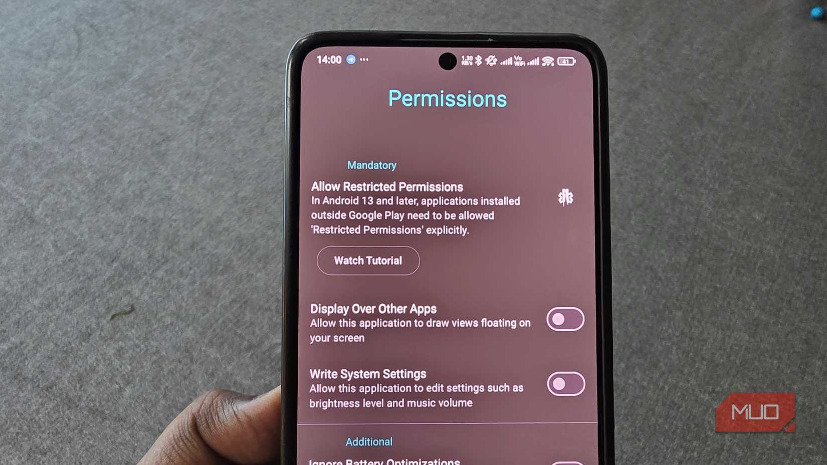 Permissions settings