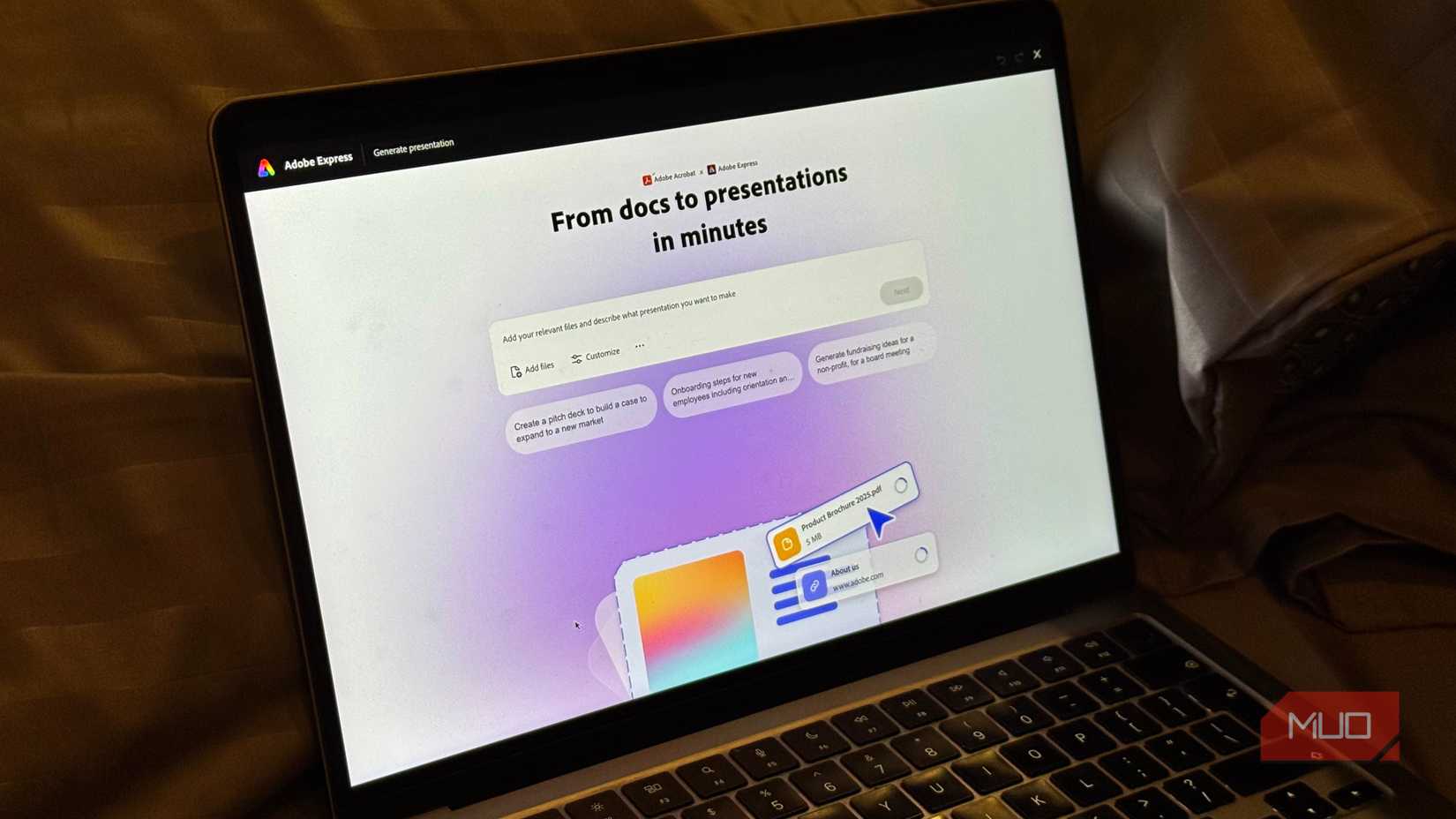 función de presentación de generación de Adobe