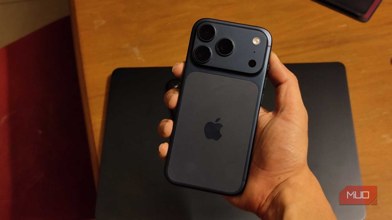 iPhone 17 Pro held in hand showing the rear