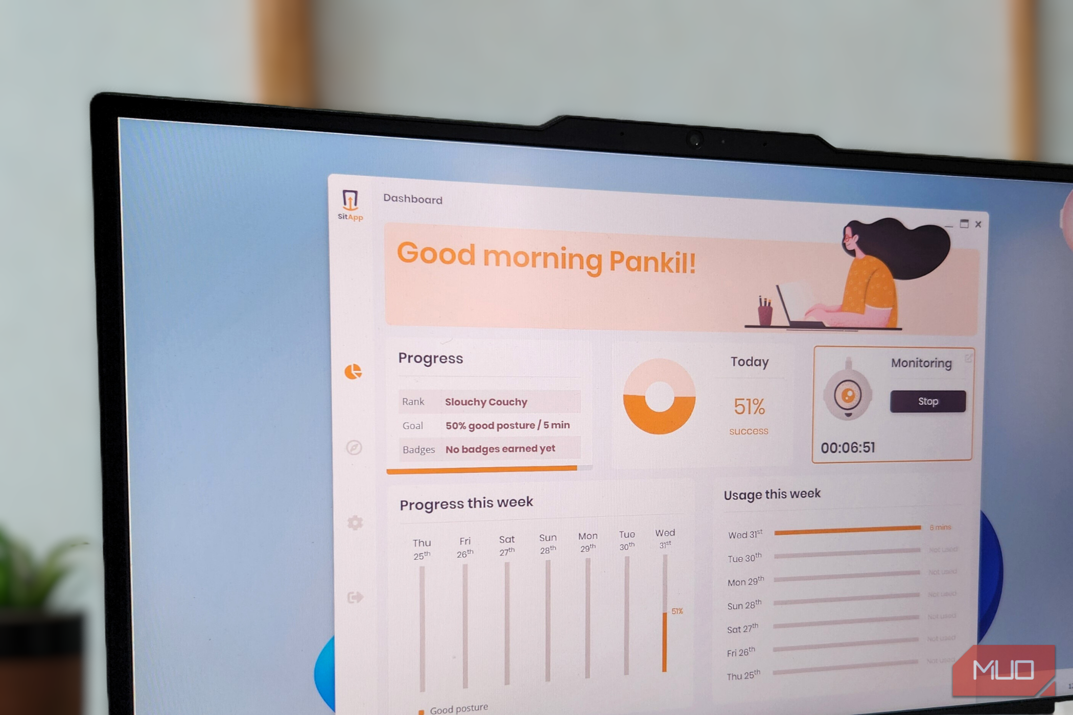 Laptop showing SitApp
