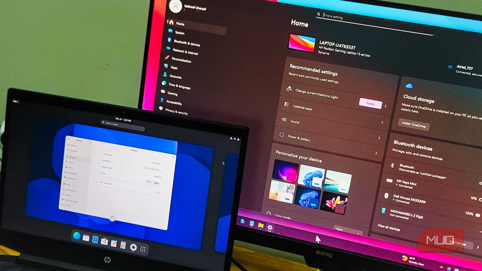 LinuxとWindowsのデスクトップ比較イメージ