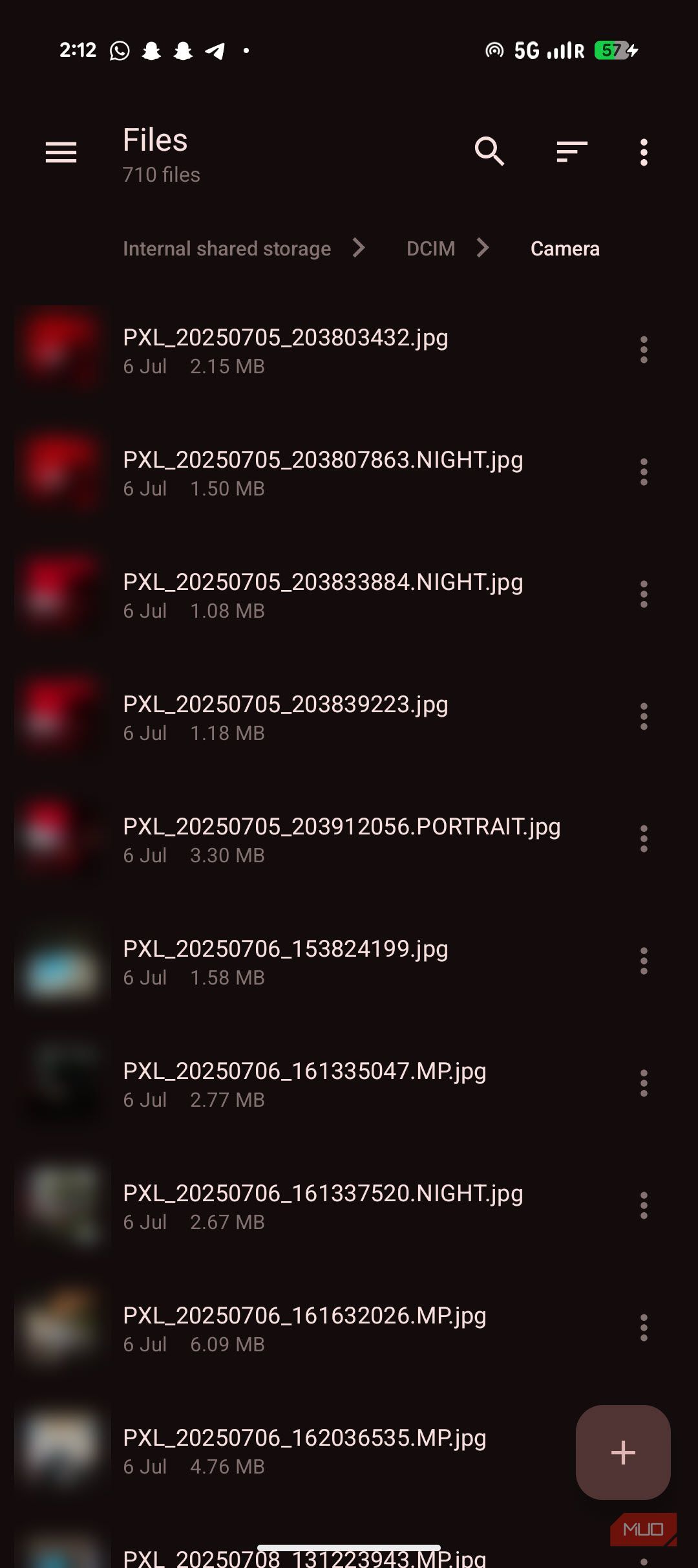 Material Files folder structure view. 