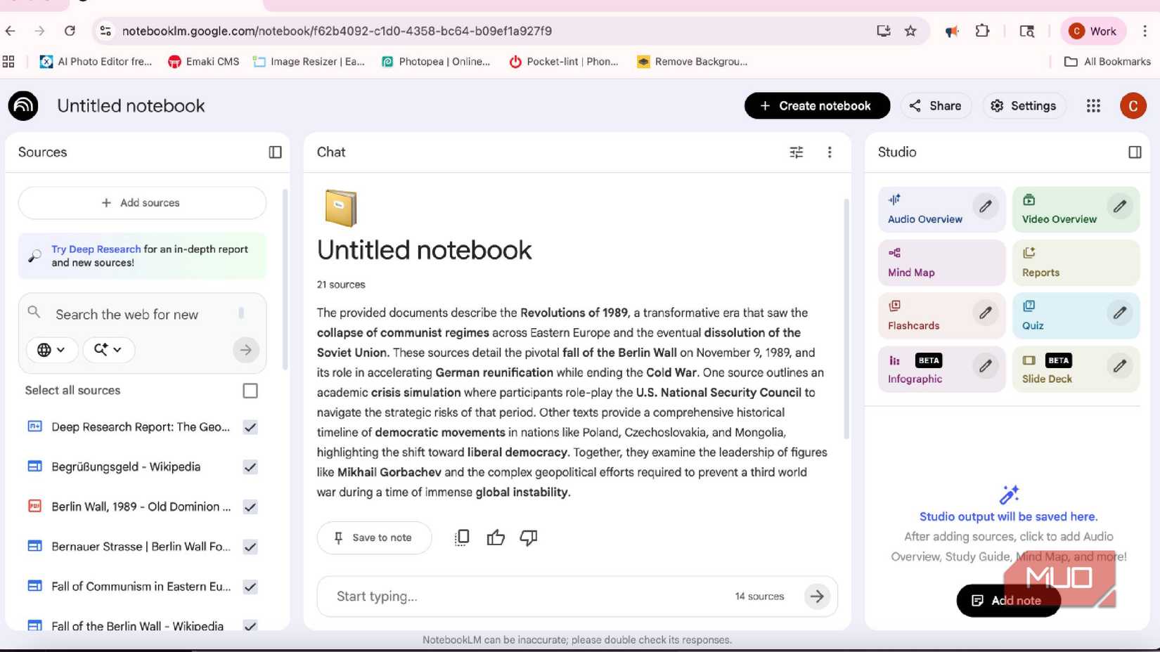 Importing Deep Research into the notebook for NotebookLM
