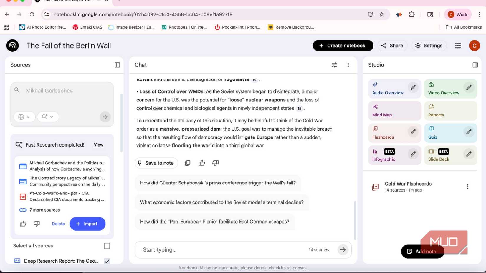 Asking Fast Research about a topic in NotebookLM