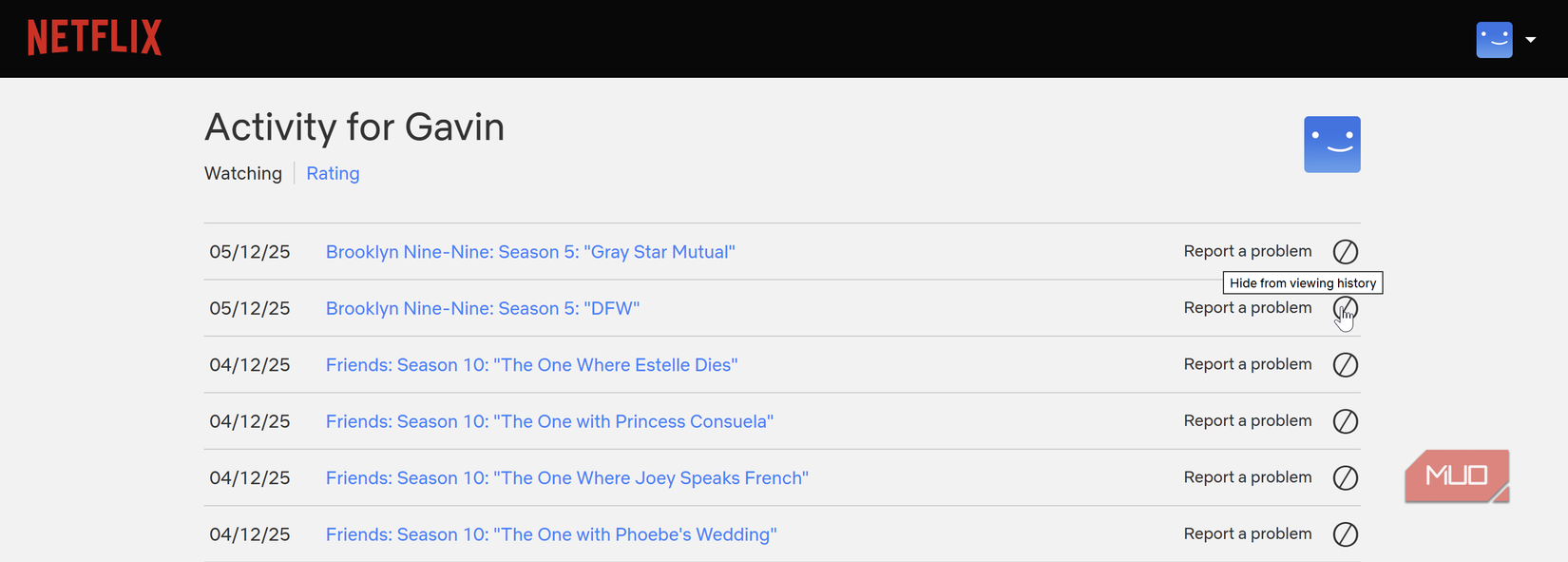 netflix remove from watch history.