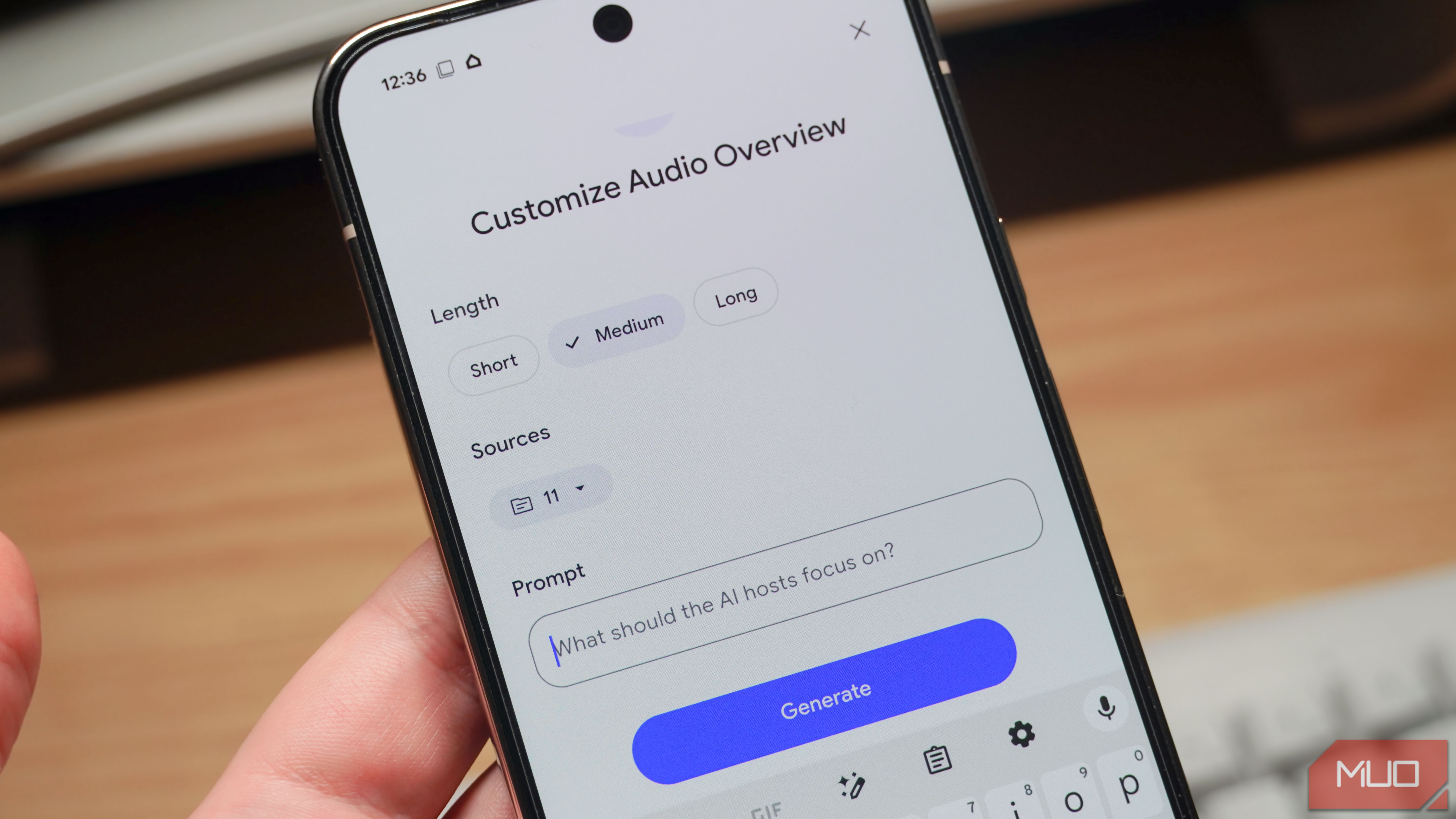 Customizing an Audio Overview in NotebookLM.