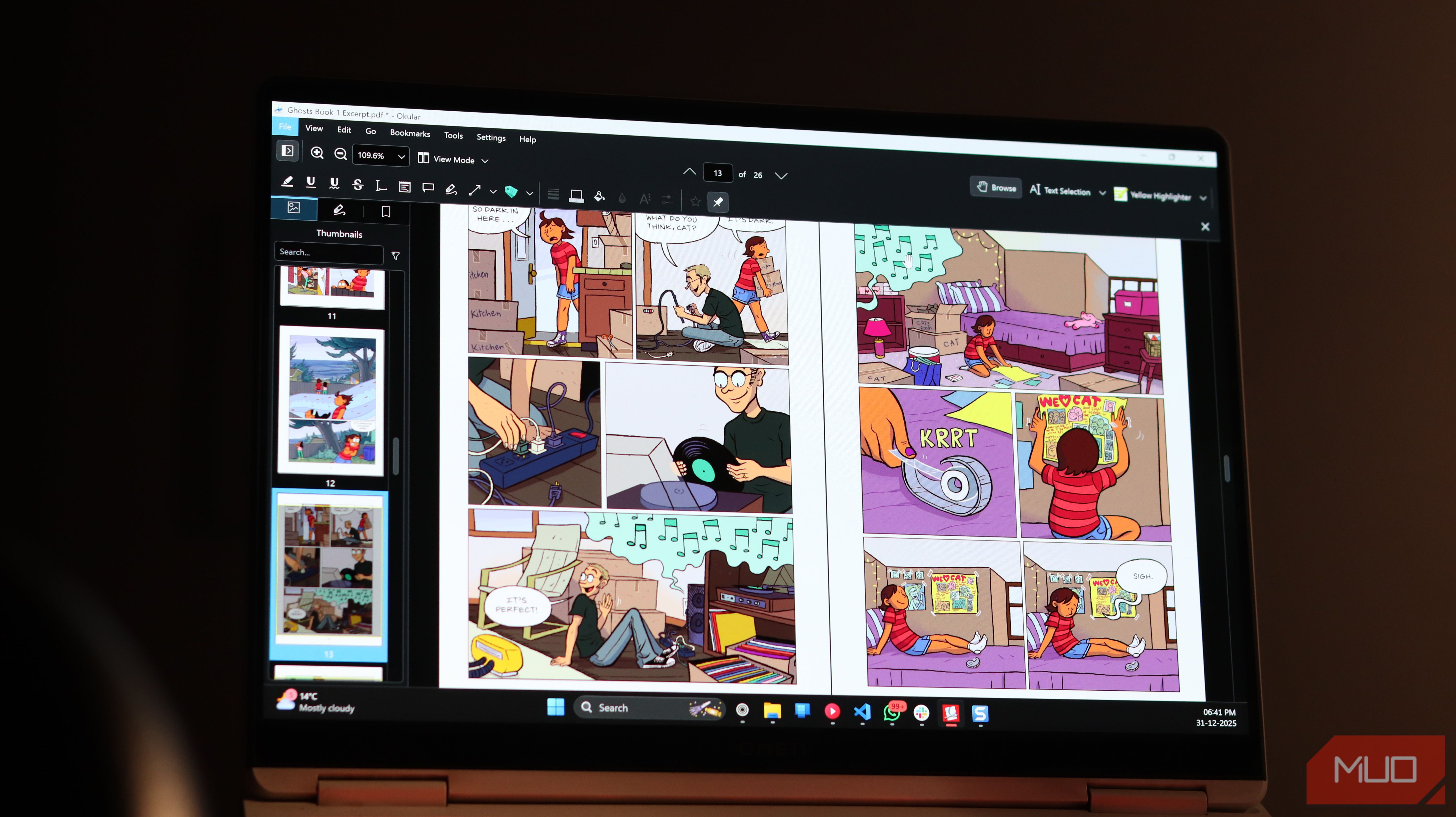 Okular PDF viewer running on Windows 11.