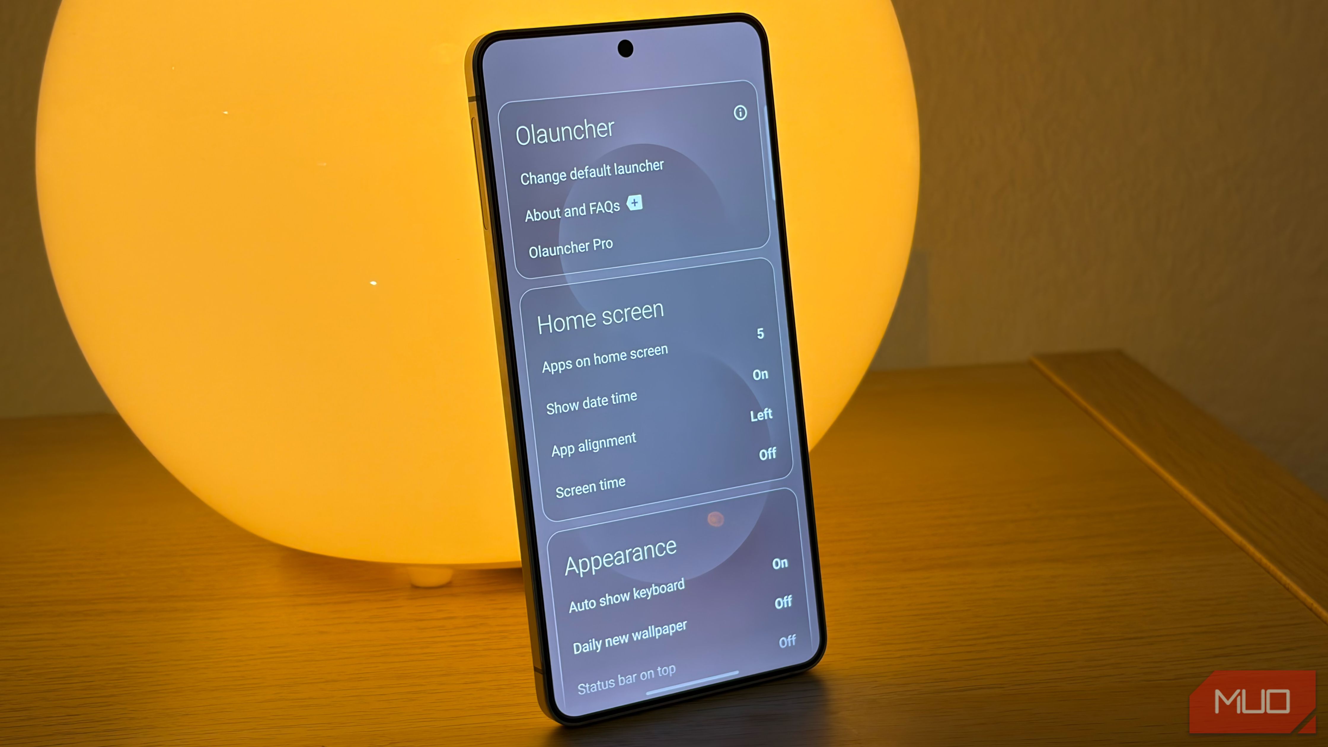 The Olauncher settings menu.