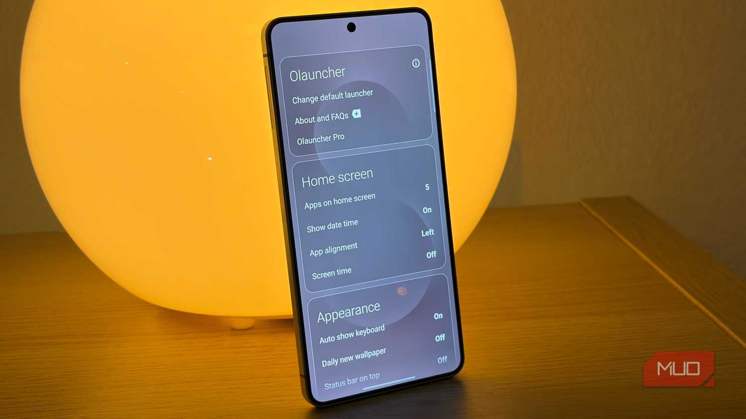 The Olauncher settings menu.