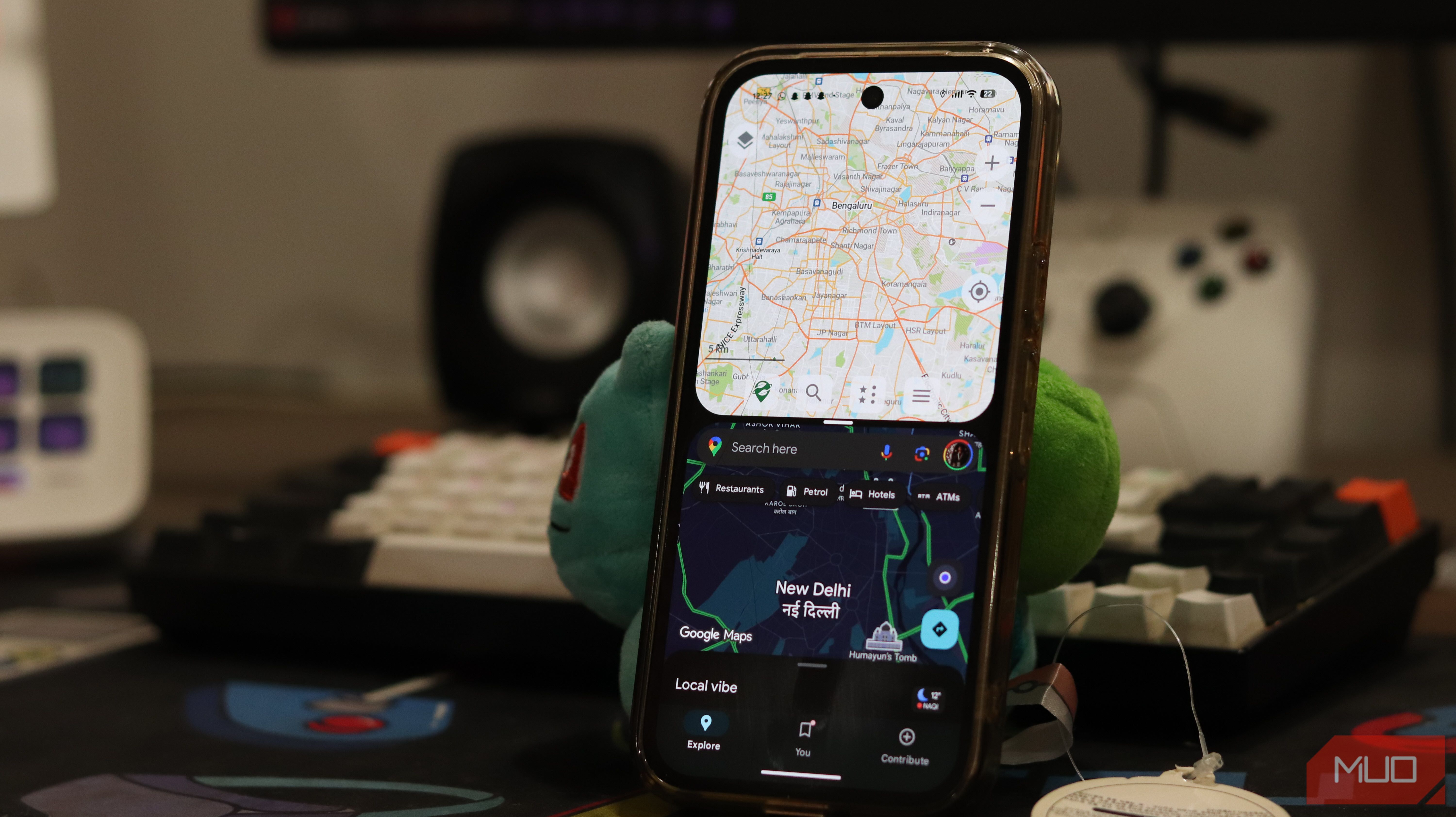 Organic Maps and Google Maps running on Pixel 9a.