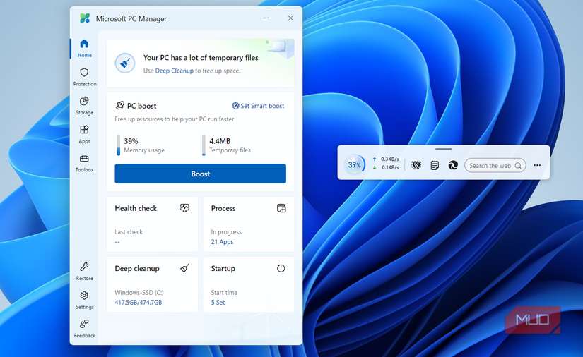 PC Manager boost feature