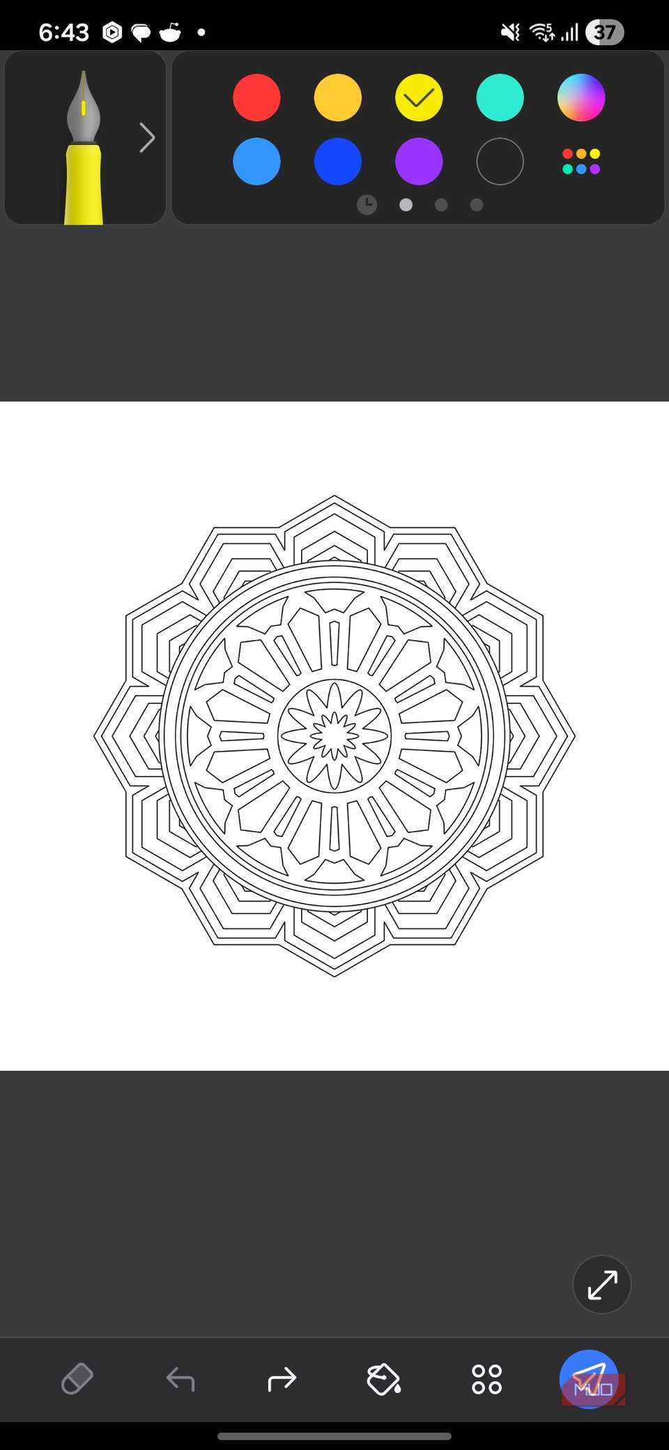 Edición de dibujo PENUP en un teléfono Galaxy