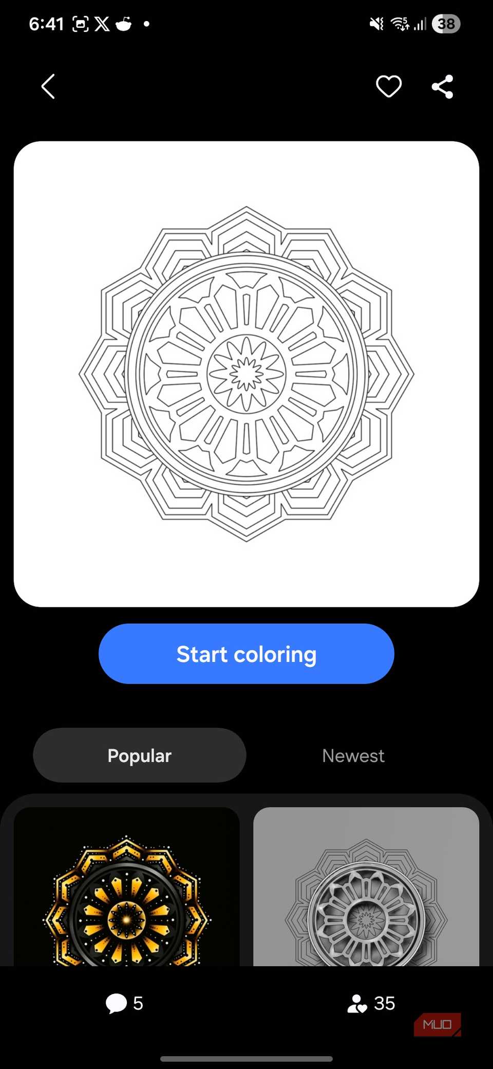 PENUP dibujando en un teléfono Galaxy