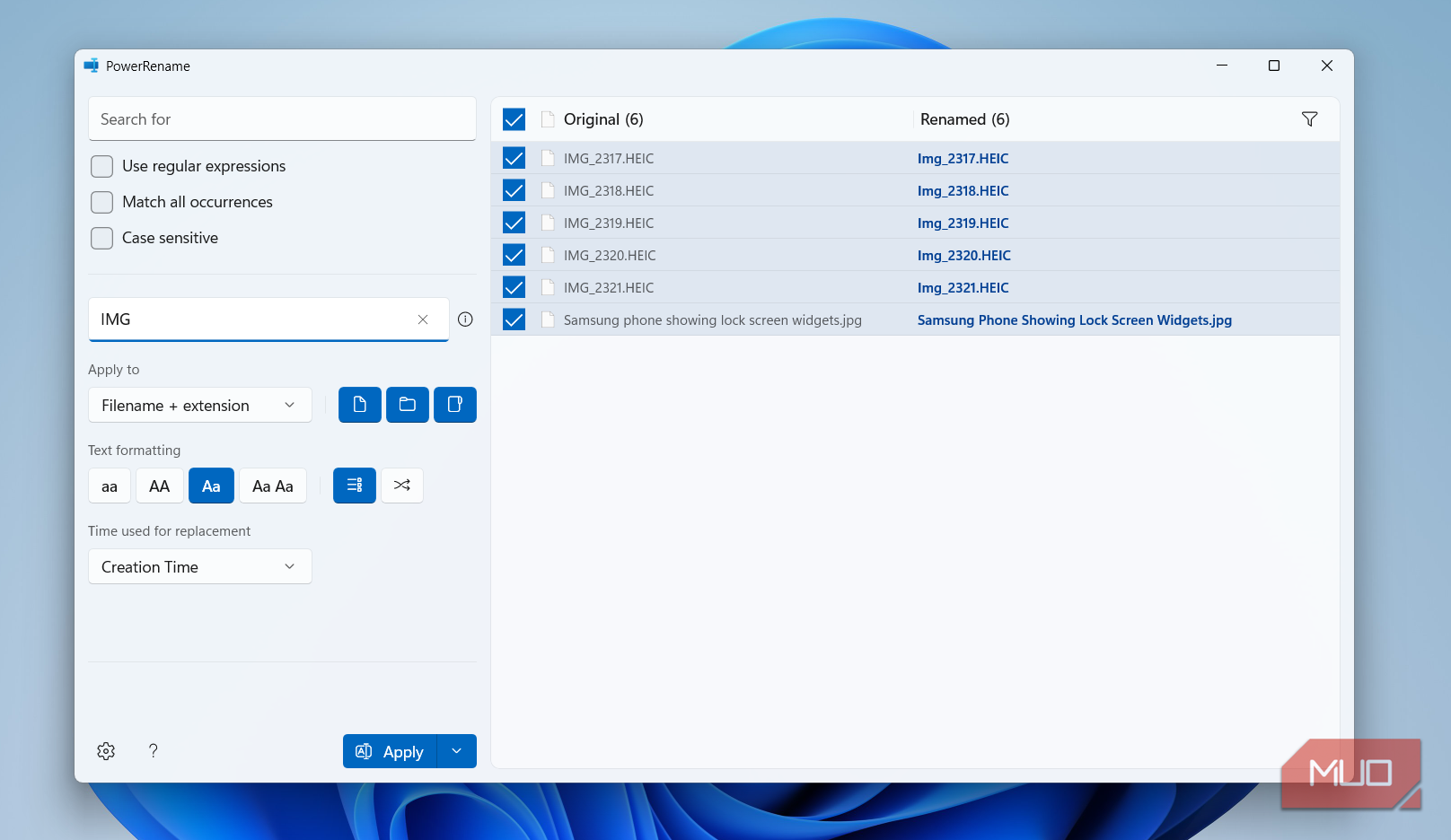 PowerToys PowerRename tool on PC
