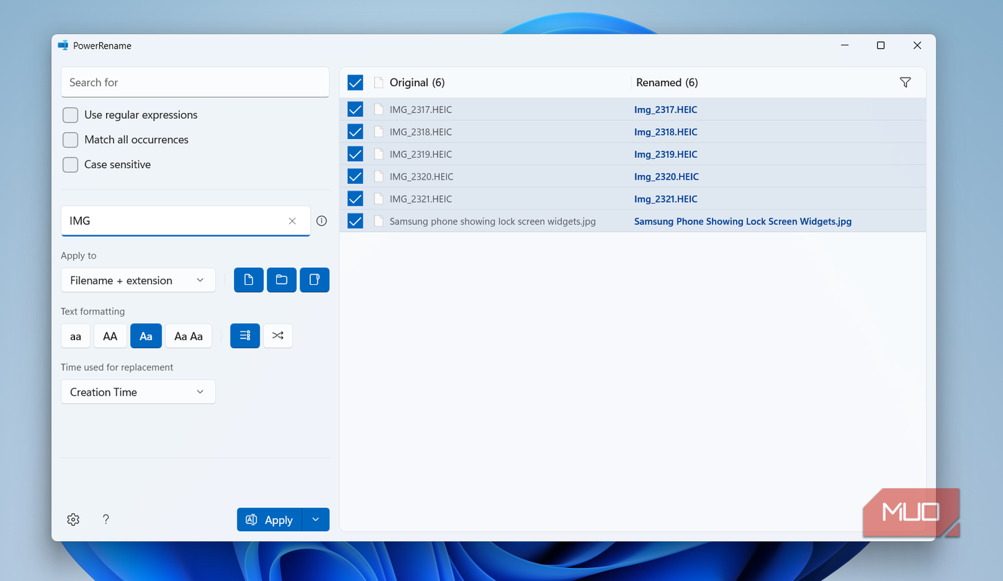 PowerToys PowerRename tool on PC