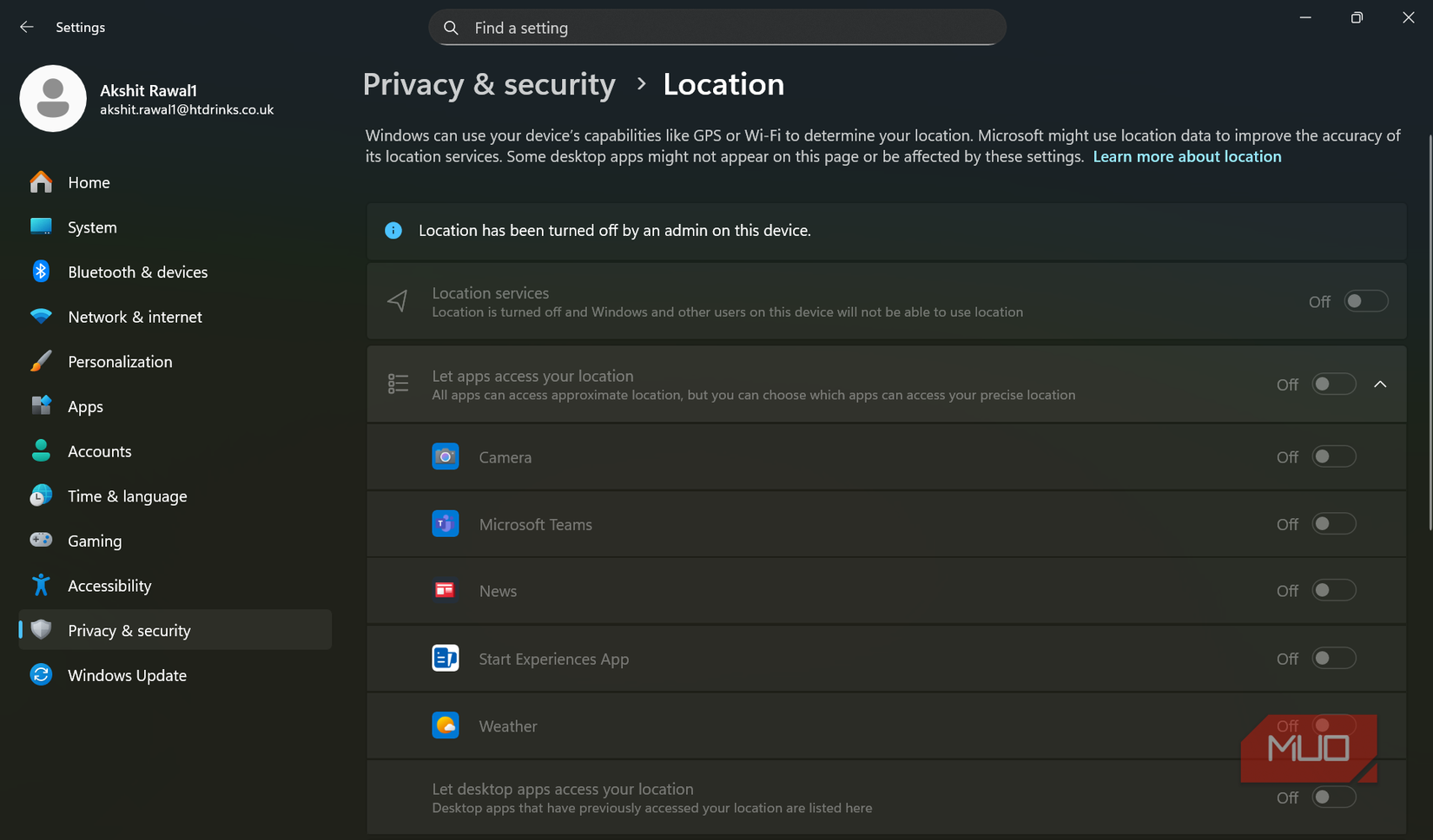 Review Location Services on Windows
