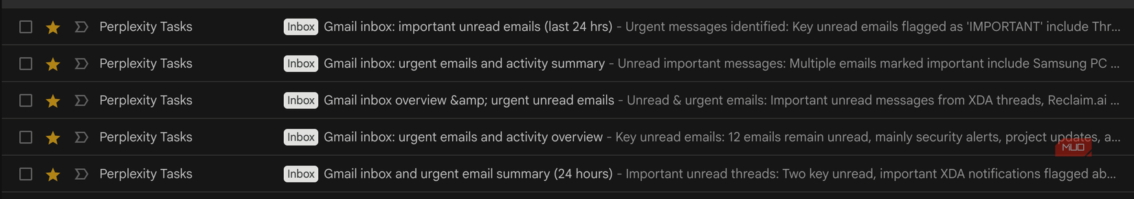 Correo electrónico de tarea programada de Perplexity Comet
