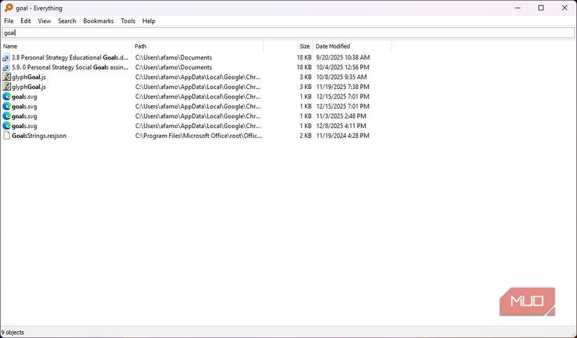 Searching for files via Everything