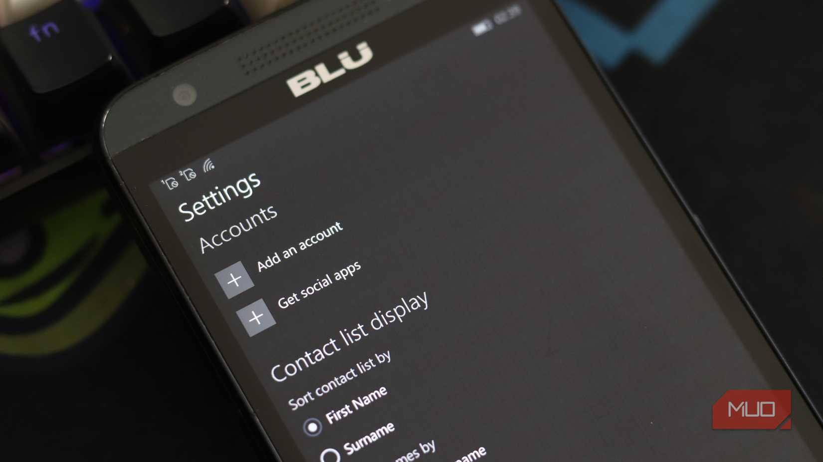 Pantalla de configuración del centro de personas.