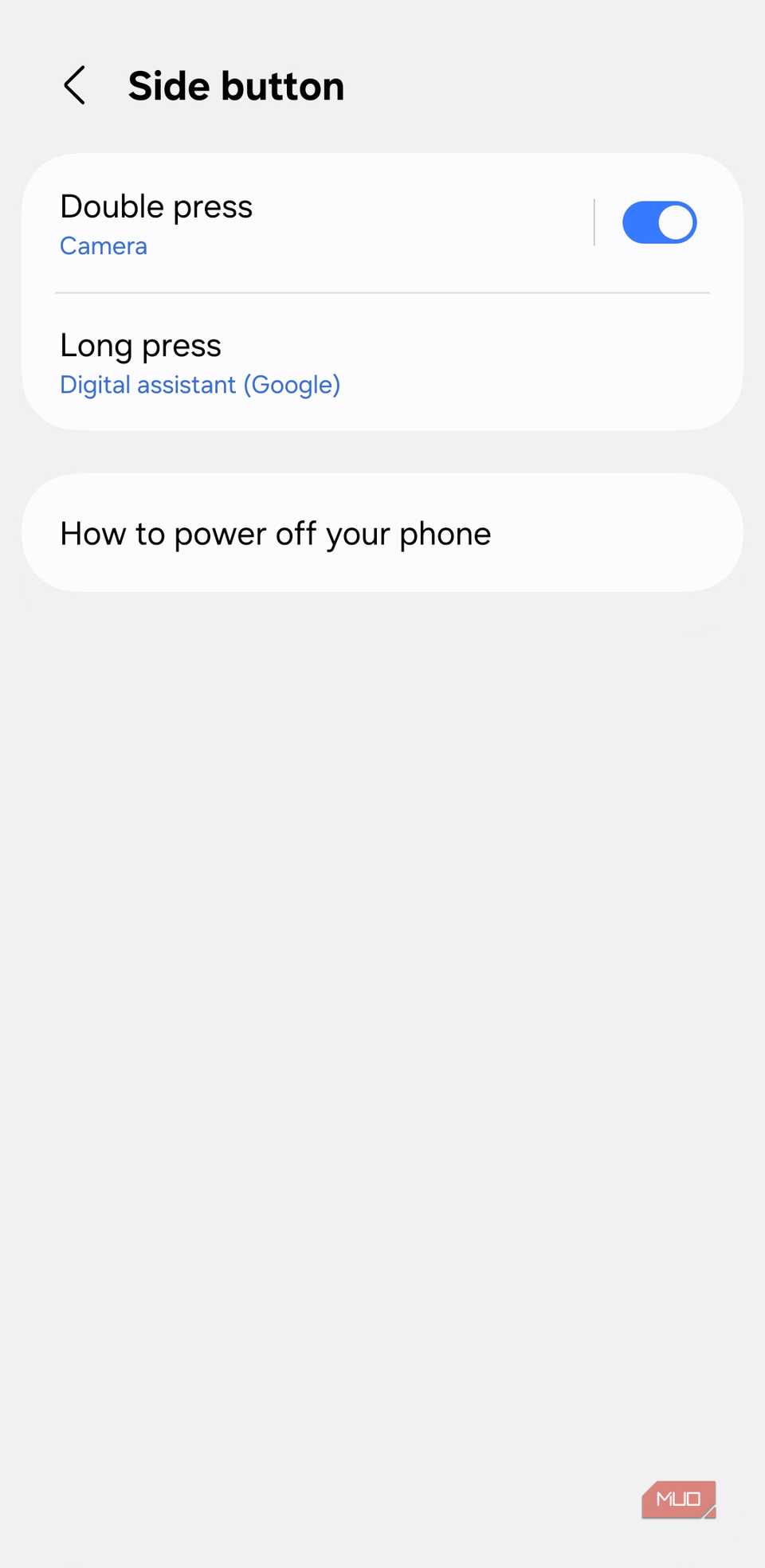 Side button on Samsung phone