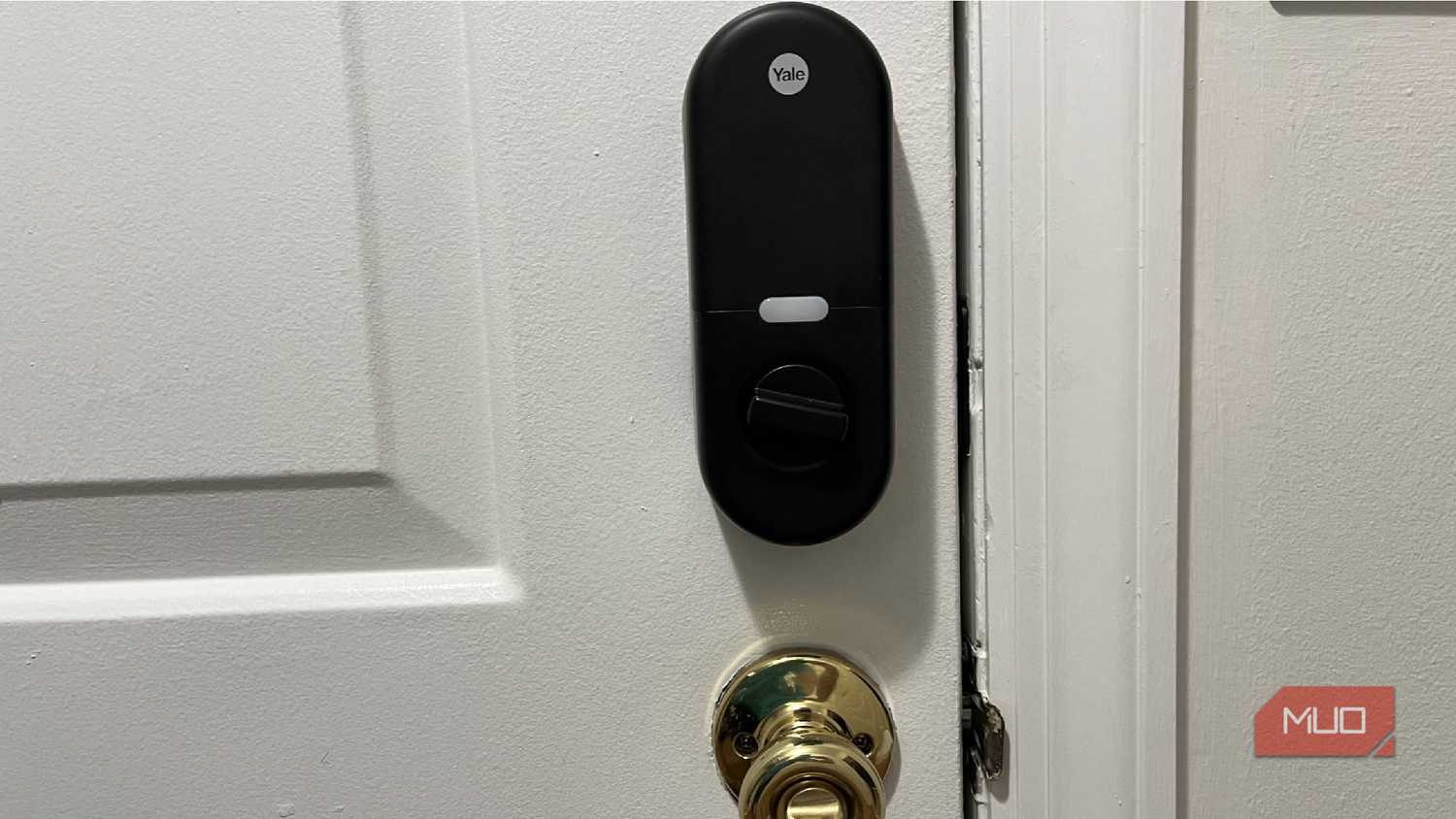 The back side of a Yale smart lock