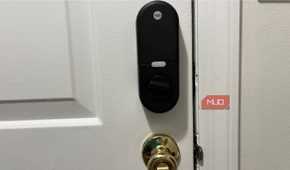 The back side of a Yale smart lock