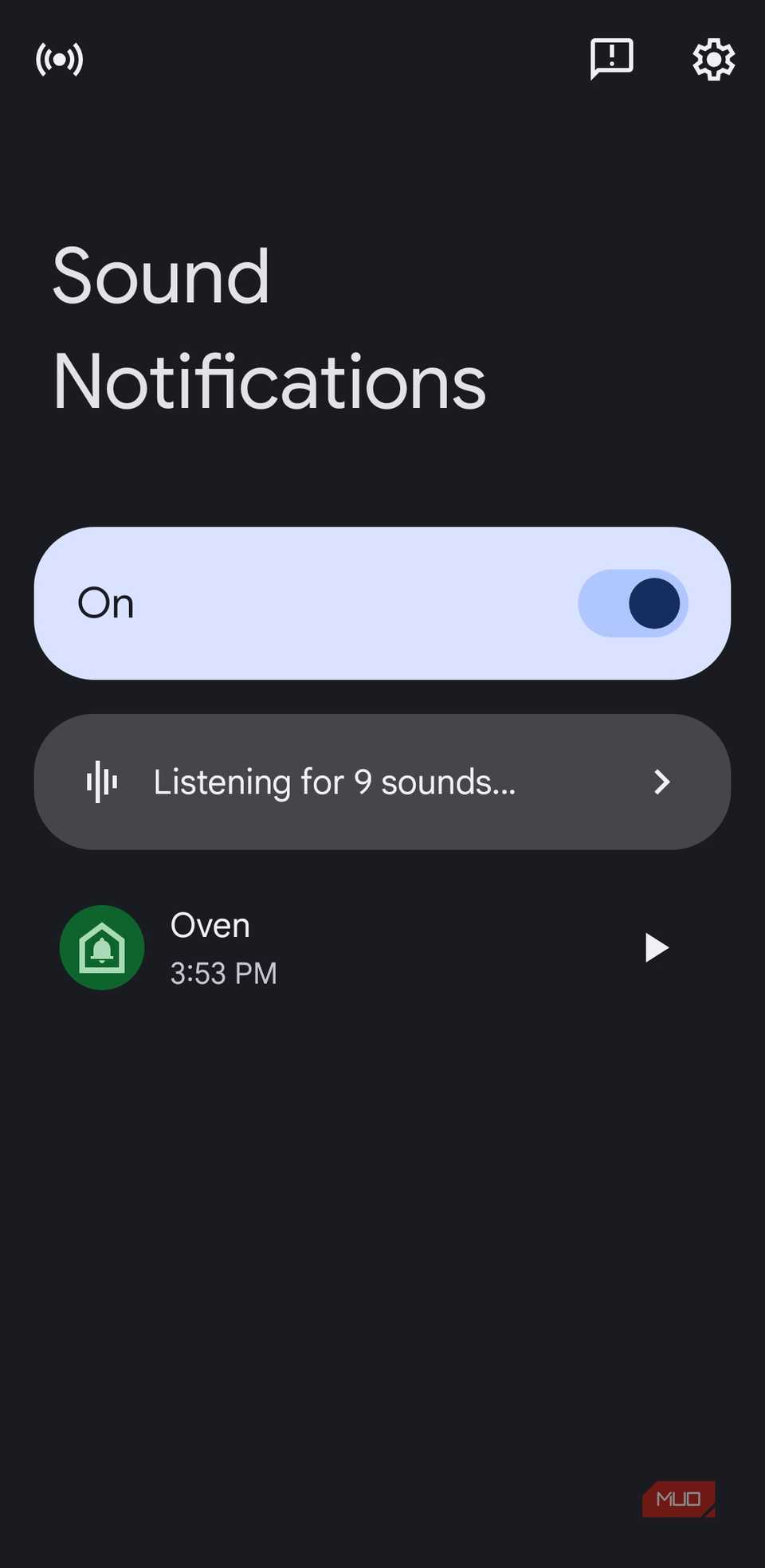 Sound notifications menu on phone
