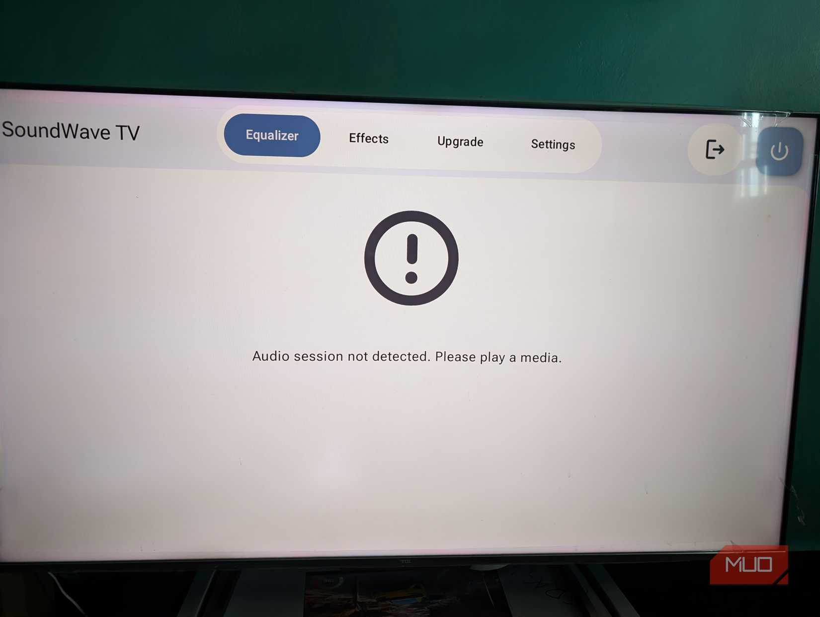 SoundWave Equalizer tab with message