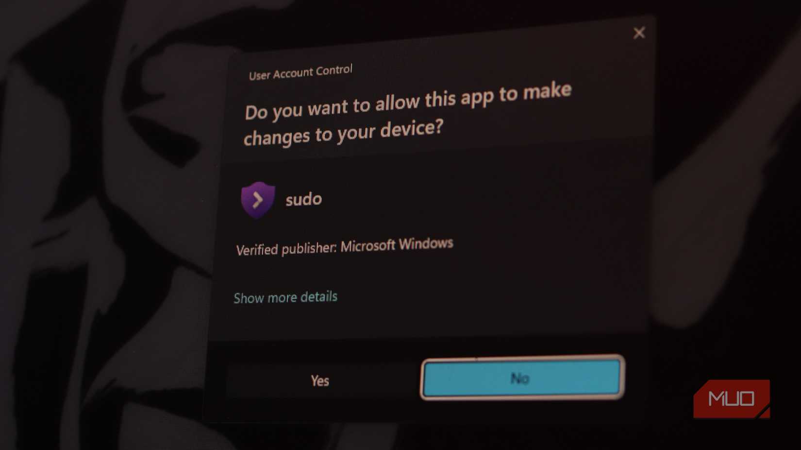 Sudo UAC prompt on Windows 11.