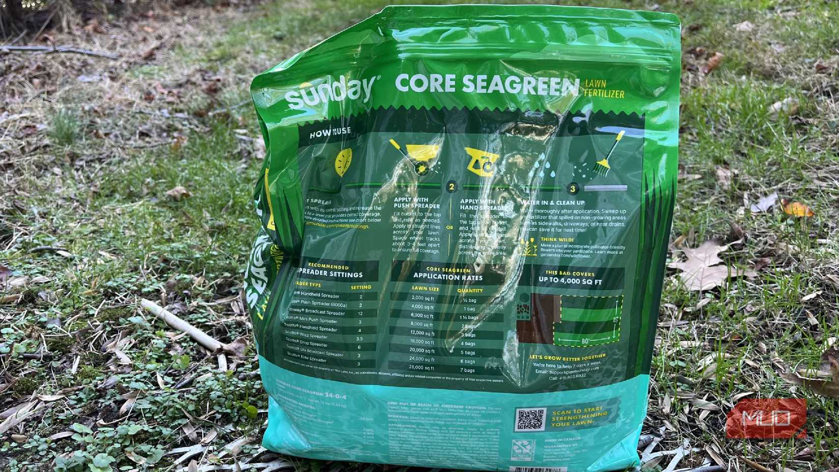 La parte trasera de una bolsa de Core Seagreen del domingo