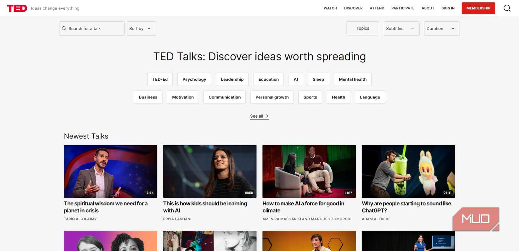 ted talks home page 2025.
