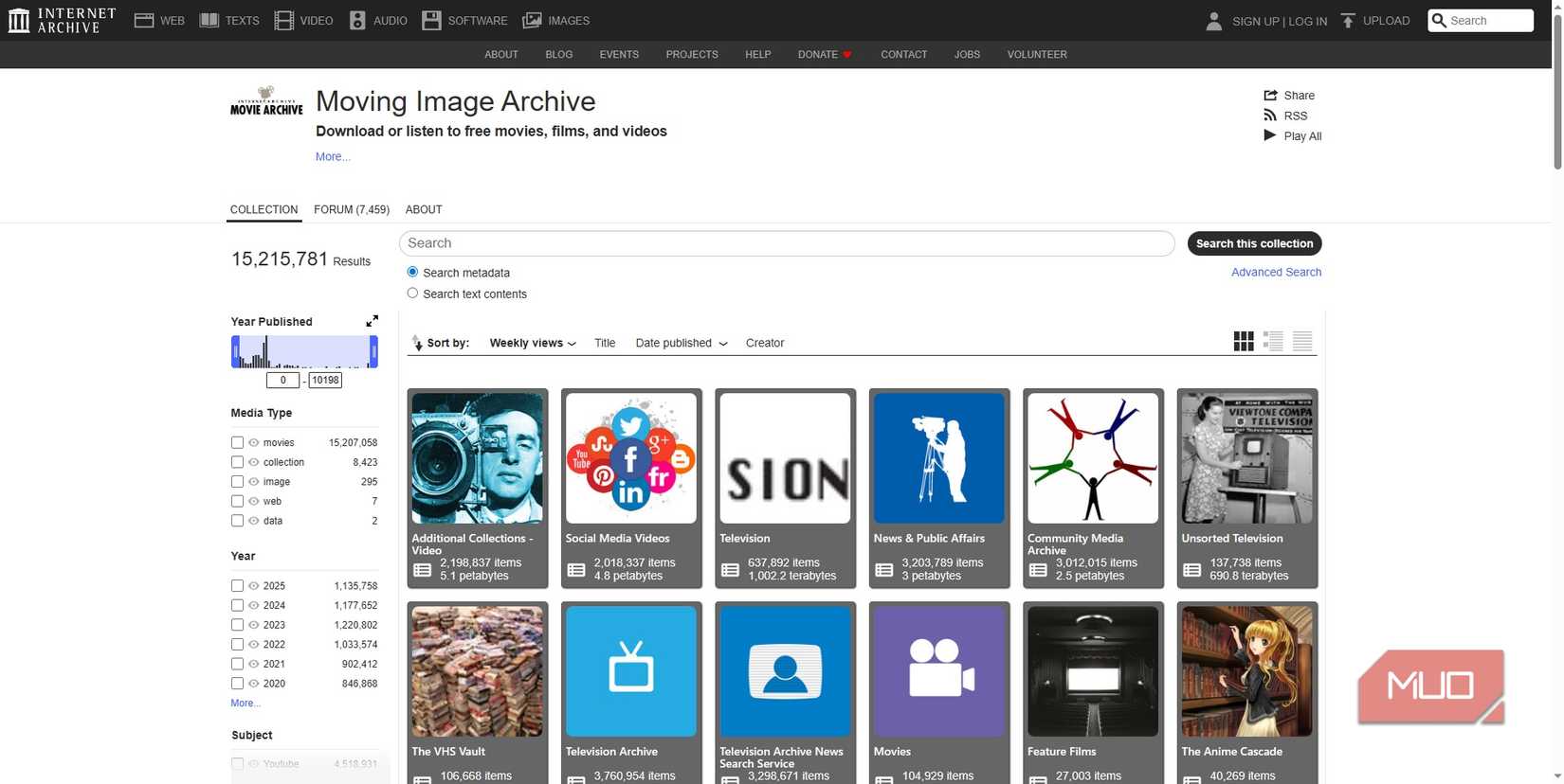 the internet archive home page.