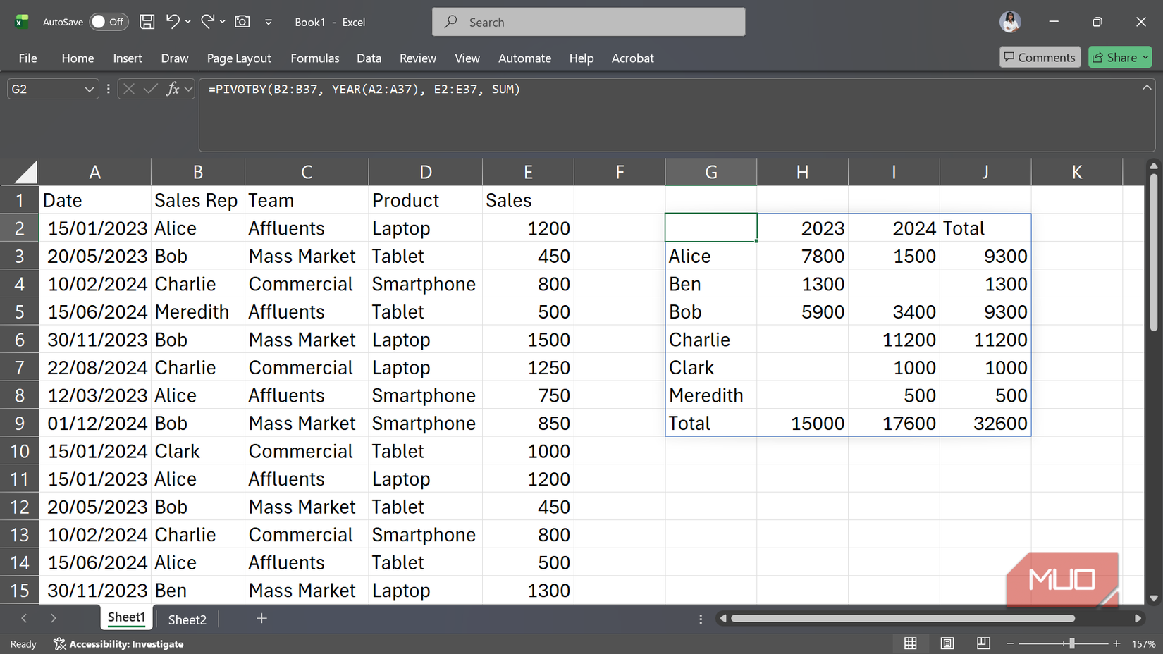 Pivottable Functionality These Excel functions just made PivotTables obsolete for me