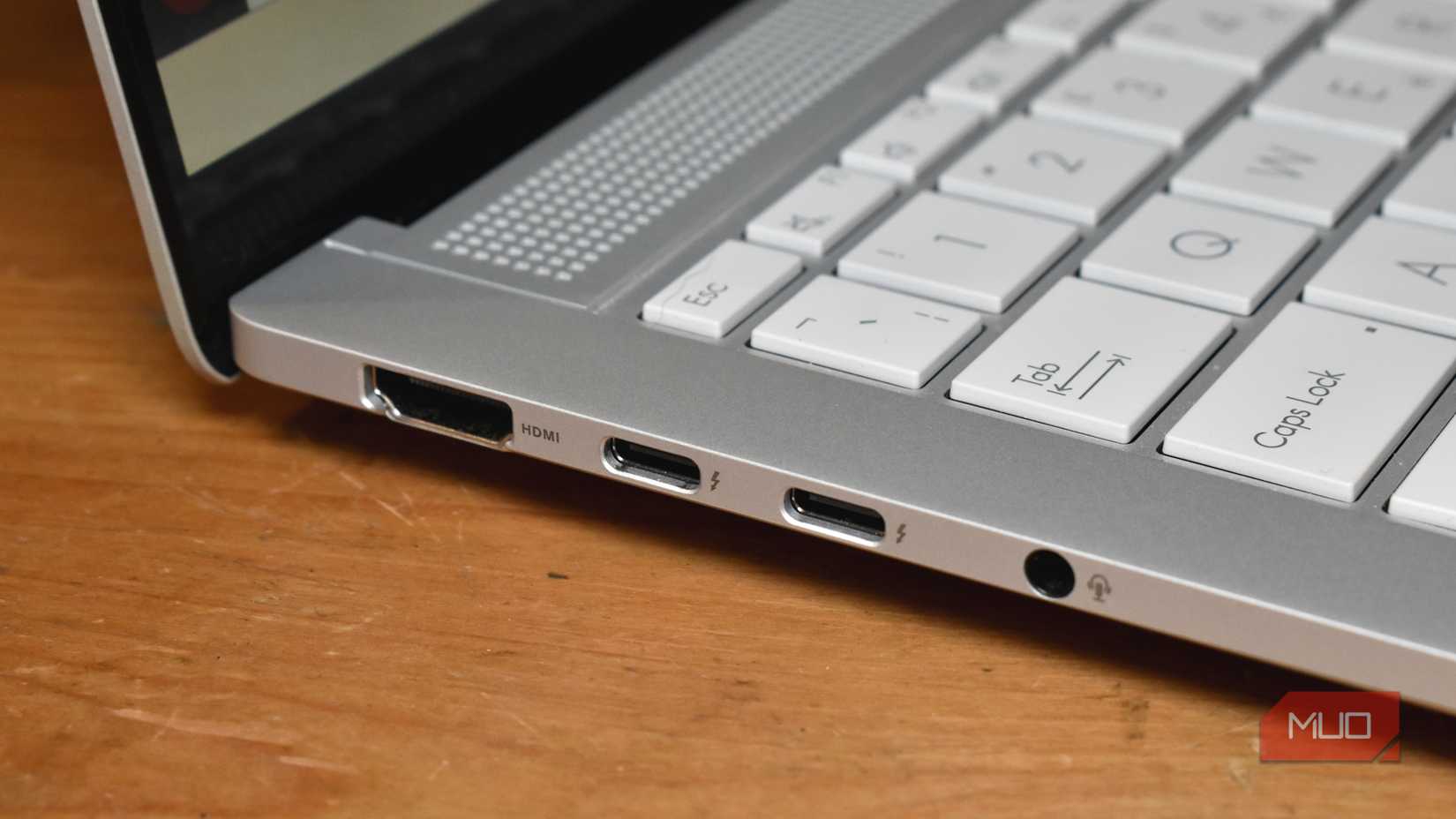 two usb c lightning ports on laptop.