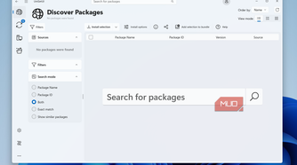 UniGetUI discover menu
