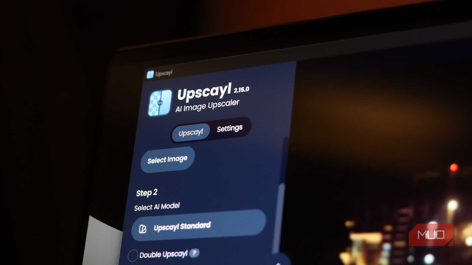 Upscayl logo closup on Windows.