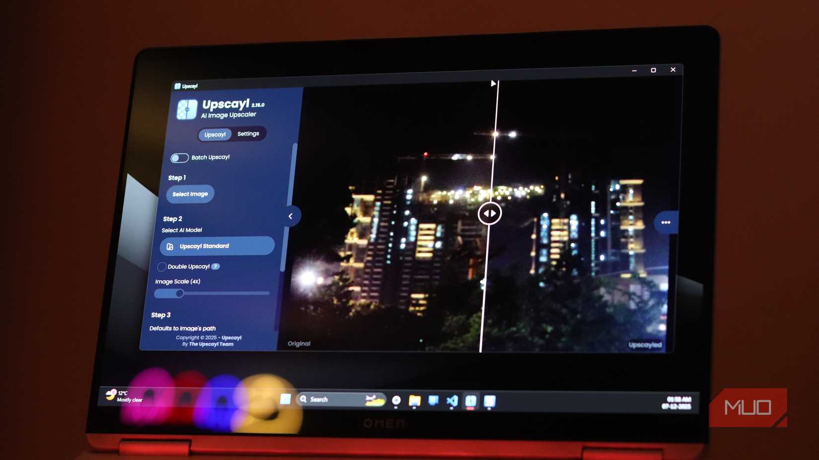 Upscayl running on Windows 11 laptop.